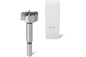 HAIMAYEE Mèche Forstner 32mm Foret à Ailettes Plates,Foret à Bois Multi-Dents en Alliage de Qualité Supérieure avec Queue Ronde Pour Perçage Dans le Bois,Plastique,Contreplaqué