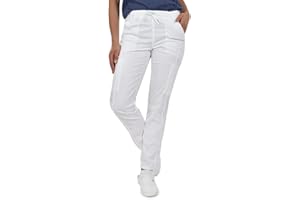 B-well Dante Pantalon Médical Femme/Homme avec 5 Poches Unisexe Pantalon d'uniforme Unisexe avec Taille Moyenne et Ceinture élastique et Poches arrières Vêtements Médicals