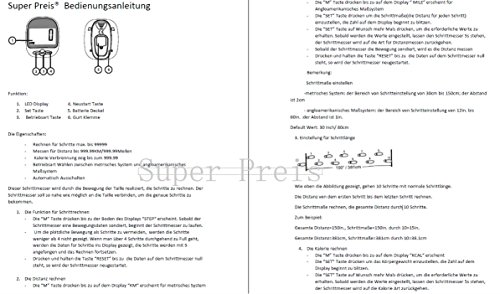 Super Preis Schrittzähler Pedometer Fitness Aktivitäten Zählerein Laufschrittzähler und Kalorienzähler, mit Clip - 4