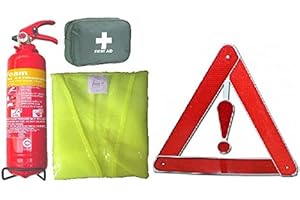 FSS UK Plus CAR/Vehicle FIRE Safety Pack 2. 1 Litre AFF Foam FIRE Extinguisher CE Marked with 5 Year Warranty & 1ST AID KIT, HI VIZ Vest and Reflective Triangle. All Vehicles