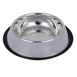 Home BARGAINS Dog Regular Anti Skid Dog Food Bowl Stainless Steel Bowl for Feeding Dogs Cats and Pets 450ML Small