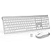 Produktbild Jelly Comb Wireless Tastatur mit Maus Combo, 2,4Ghz Ultra Dünne Drahtlose Tastatur und Maus Tastatur(QWERTZ, Deutsches Layout) für Laptop PC und Smart TV (Weiß und Silber)