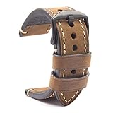 HVDHYY Uhrenarmband schwarzer Schnalle Leder Crazy Horse Herrenarmband Classic Vintage Ersatz Panerai alle Arten von Mode Sportuhr Zubehör braun 22mm