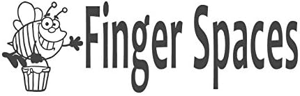 Finger Spaces with bee image, pre-inked teacher rubber stamp (#672304-H), Style H, Red ink, Small size (38 x 10mm)