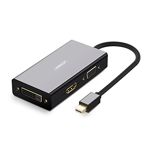 UGREEN Mini Displayport Adapter Mini DP auf HDMI DVI VGA Multi Adapter 4K HDTV Konverter Kabel für Apple MacBook, MacBook Air, MacBook Pro, iMac, Mac mini, Microsoft Surface Pro 1 2 3, Lenovo Thinkpad X1/ Carbon/ Touch/ Helix usw Schwarz