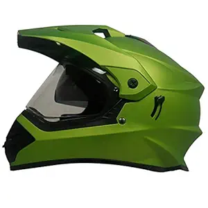 Steelbird Off Road Motocross Helmet with Double Visor Helmet for Men (Large 600 MM, Matt Y.Green Aerodynamics Enabled)