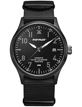 POP-PILOT® schwarze Fliegeruhr DME I Moskau I Herren Uhr I schwarz I 10 ATM wasserfest I 42 mm