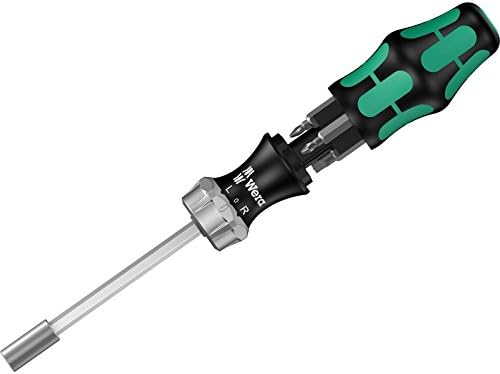 Precise Engineered Wera 7 Piece Kraftform Kompakt Ratchet Screwdriver with 6 Bits Phillips / Pozi / Slotted [Multi Set] - w/3yr Rescu3® Warranty