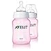 Philips AVENT SCF684/27 Classic Feeding Bottle (Pink, 260ml, 2-Pack)