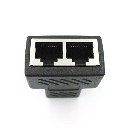 maxhood RJ45 Buchse auf Buchse Netzwerk Anschluss Adapter 1 zu 2 Dual Weiblich Port Cat 5/Cat 6 LAN Ethernet Buchse Stecker Adapter (nur One Port verarbeitungsfähig AT A TIME) – Schwarz - 2