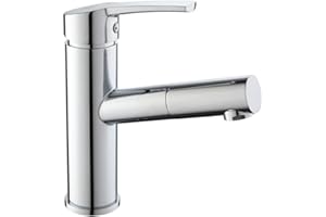 Homelody Robinet Salle de Bain avec Douchette Extractible Mitigeur Lavabo Salle de Bain Techno-B-air Chromé en Robinetterie Vasque à Poser Lave Mains pour pour Evier de Cuisine