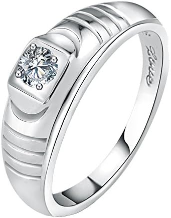 Fashion Shining European Silver Inlaid Zircon Crown Shaped for Men Ring, R