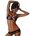 Fleur Papillon Women's Push Up Bra Set, Black Cappuccino Cup 34C / Bottoms 12-14