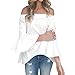 Produktbild Damen Sommer Shirt, Frauen Aufflackern Ärmel Tank Crop Tops Vest Tanktops Weste Cami Manadlian Oberteile T-Shirt Geburtstags Geschenk Für Frauen Mädchen Freundin Mädchen (S, Weiß)
