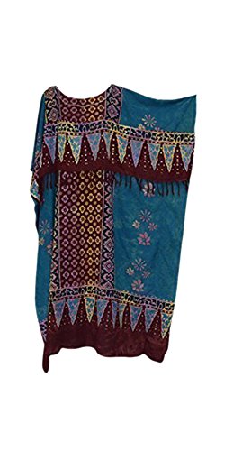 Cool Kaftans RIMBA Maroon Ladies Long Kaftan Batik Dress Amazing Cool Caftan Soft Summer Love Cool Kaftan (XXL)