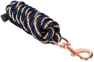 START ENJOY THE RIDE Führstrick Pferd Start HardRosegold PP 2m Pferdestrick mit Panikhaken und Karabinerhaken, Anbindestrick, Strick, Führleine, Anbindeseil Pony, Esel, Ziege (Marineblau/Rosegold, Karabinerhaken)
