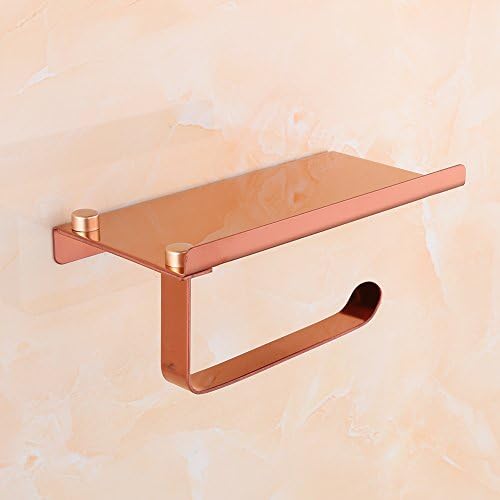 Zeeneek Toilet Paper Holder, Stainless Steel Wall Mounted Roll Paper Rack with Mobile Phone Storage Shelf for Bathroom Lavatory(rose gold)