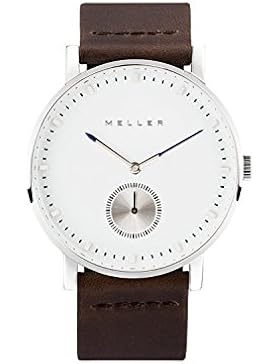 Meller Unisex Maori Dag Earth minimalistische Uhr mit Weiß Analog-Anzeige und Lederband