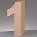 3D Number "1" Paper Mache Signs Buff Papp Art Freestanding 17.5cm x 5.5cm (Number 1)