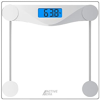 Active Era™ Pèse-personne électronique ultra fin avec capteurs haute précision et verre trempé (stone/kg/lbs)
