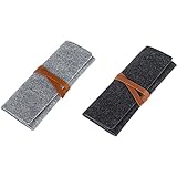 pinselset make up test GRÖSSE:ca.20.4x8.5 cm Cosanter 2 Stück Rollen Federmäppchen Filz Stifteetui Stifttasche Make-up Pinsel Tasche, Schwarz und Grau