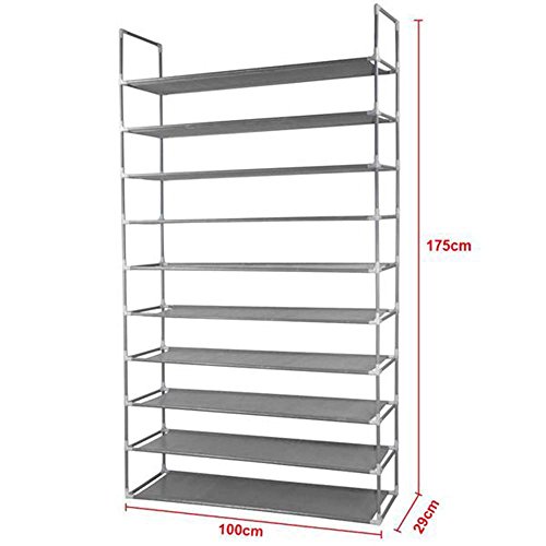 Yahee 10 Schicht Schuhregal Schuhschrank Schuhablage Schuhe DIY 175 cm x 100 cm x 29 cm - 8