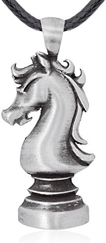 Llords Jewellery Knight Chess Piece Pendant Necklace, Fine Pewter Jewelry