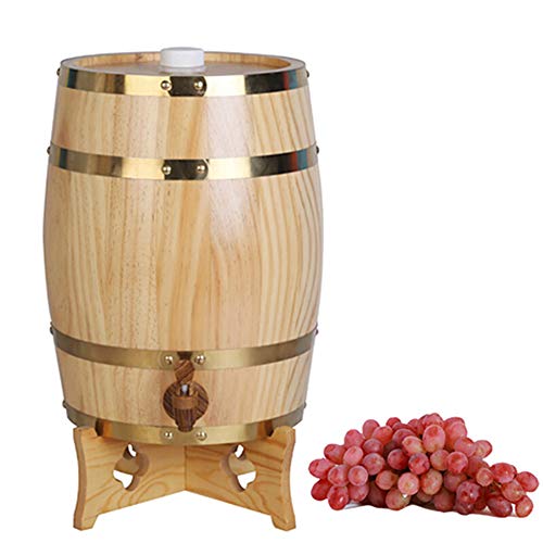 Pandady 5L/10L Vertical Style Oak Wine Barrel, Grape Red Wine Barrel Wooden White Wine Barrel Wooden Barrel Decorative Inner Barrel,Natural,5Liter