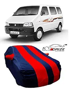 DRIZE TM Fully Elastic Ultra Surface Dual Tone Stripes with Triple Stitched Body Protection Car Cover for Maruti Suzuki Eeco (Navy Blue with Red )
