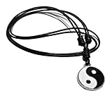 yin yang anhänger zweiteilig Farbe: Schwarz Silber Geralin Gioielli Leder Surfer Kette mit Yin Yang Anhänger
