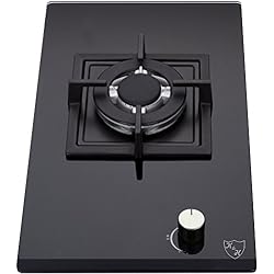 K&H Domino 1x Brûleurs Table de Cuisson Gaz en Verre trempé 30cm WOK 1Z-KHGW