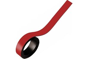MAGNOSPHERE Coloured Magnetic Gridding Tape, Marking tape, Label Magnets 0,85mm x 40mm x 5m - for marking and labeling, quickly removable, Color:red