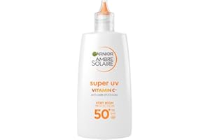 Garnier Ambre Solaire Daily UV Fluid, SPF50+, Corrects & Prevents Dark Spots, Boosts Glow, Invisible Finish, Super UV Vitamin C, 40ml