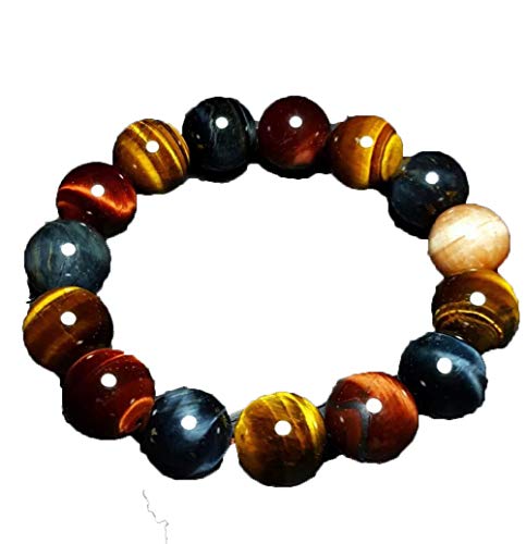 ZHIBO Bracelet Oeil de Tigre Naturel 12mm Perles Bijoux Accessoires Multi Color Tiger Eye Pierre Hommes Femmes Bracelet