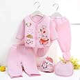 Fancy Walas Presents New Born Baby Winter Wear Keep Warm Baby Clothes 5Pcs Sets Cotton Baby Boys Girls Unisex Baby Fleece/Falalen or Flannel Suit Infant Clothes First Gift