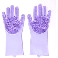Max Home Magic Silicone Dish Washing Gloves, Silicon Cleaning Gloves, Silicon Hand Gloves for Kitchen Dishwashing and Pet Grooming, Great for Washing Dish, Car, Bathroom (Multicolor, 1 Pair)