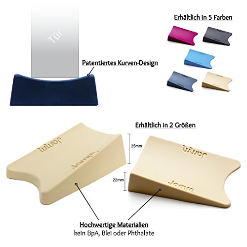 DIE Nummer 1 unter den Türstoppern. Besser als jeder andere Türstopper oder Türkeil. Sein einzigartiges preisgekröntes Design hält die Tür gleichzeitig von beiden Seiten an Ort und Stelle. Hochwertiges, nicht aus Gummi gefertigtes Produkt. Getestet durch das Produktsicherheitsinstitut UL. Jamm doorstop – Bester Türkeil für Büro und Haushalt – Andere Tür stopper werden einfach entfernt. Übertrifft andere Türstopper auf allen Bodenflächen. 100% Zufriedenheitsgarantie. (Einzelpack, Abendblau) - 2
