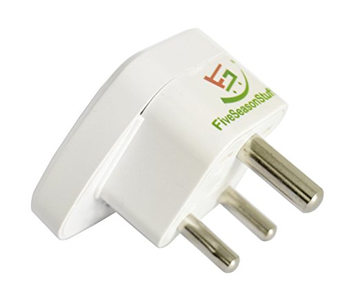 FiveSeasonStuff 1 x Viaje Adaptador en Todo el Mundo/Viaje Adaptador de Enchufe/España Adaptador/para India, Nepal, Afganistán, Bangladesh, etc (India Tipo D, Tierra Contacto, Blanca)