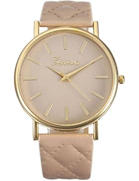 winwintom Frauen römischen Leder Quarz Armbanduhr beige