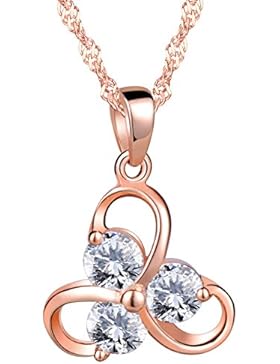 Unendlich U Modisch Kleeblatt Damen Mädchen Halskette 925 Sterling Silber Zirkonia Anhänger Kette mit Anhänger...