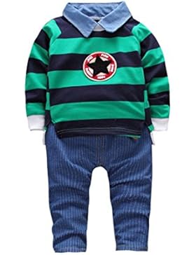 Bekleidung Longra Baby Kinder Jungen Outfits Kleidung Langarm Pullover T-Shirt Streifen Tops + Hosen Herbst Babysachen...