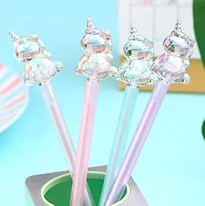 My Party Suppliers Jagmag - Set of 4 Crystal Finish Unicorn Pens Unicorn Pen Set Unicorn Gelpen Pens Unicorn Stationery for Party Office School Gift / Unicorn Pen for Girls