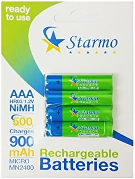 4 x Starmo AAA MN2400 900mAh HR03/1.2V Rechargeable Batteries NiMH Ready To Use