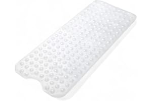 1ABOVE Non-Slip Shower Bath Mat, 100x40cm Long Anti Mould & Mildew Shower Mat, Powerful Suction Cups Grips, BPA, Latex Free, Resistant, Safe, Durable & Comfortable for Bathroom Tubs- Clear (CLEAR)