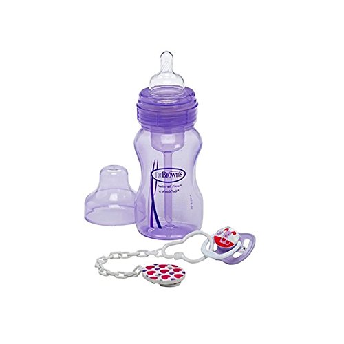 Dr Browns 240ml Bottle & Soother Gift Pack, Purple