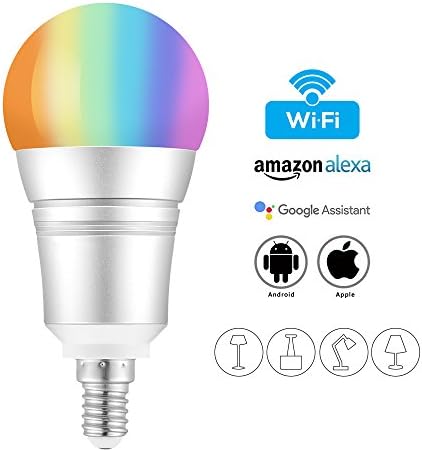 Wifi Smart Bulb Colour Dimmable LED Light 60W Equivalent Edison Bulb 810 LM, Remote Control by Smart Device &amp; Voice Control by Amazon Alexa &amp; Google Home, No Hub (Daylight White 8W 6000K SES/E14)