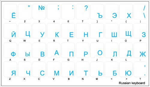 Russische transparente Tastaturaufkleber mit Blauen Buchstaben – Geeignet für jede Tastatur - 2