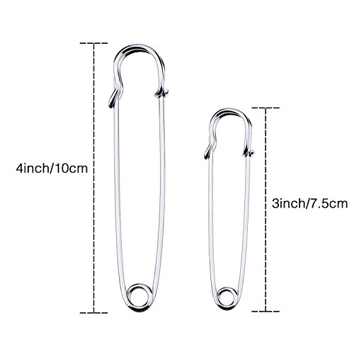Outus 30 Stück Extragroß Sicherheitsnadel Rostfrei Stahl Heavy Duty Sicherheitsnadel für Decke, Rock, Kilts ( 4 Zoll und 3 Zoll) - 2