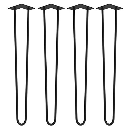 Preisvergleich Produktbild HENGMEI 4x71cm Haarnadel Tischbeine Tischkufen Tischgestell mit 2 Stangen inklusive Freie Bodenschoner für Kaffeetisch, Tisch und Schreibtisch, Schwarz (71cm)