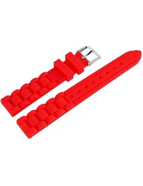 Silikon Basic Uhrenarmband Uhrenband Uhrband Ersatzband Armband rot RP8325016086 mit Dornschließe, Stegbreite...